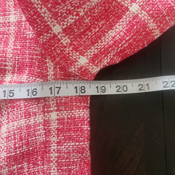 Talbots Twisted Windowpane Pink And White Tweed Jacket - Picture 10 of 11